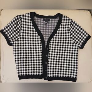 Forever 21+ Plaid Black and White Cardigan Size 2X